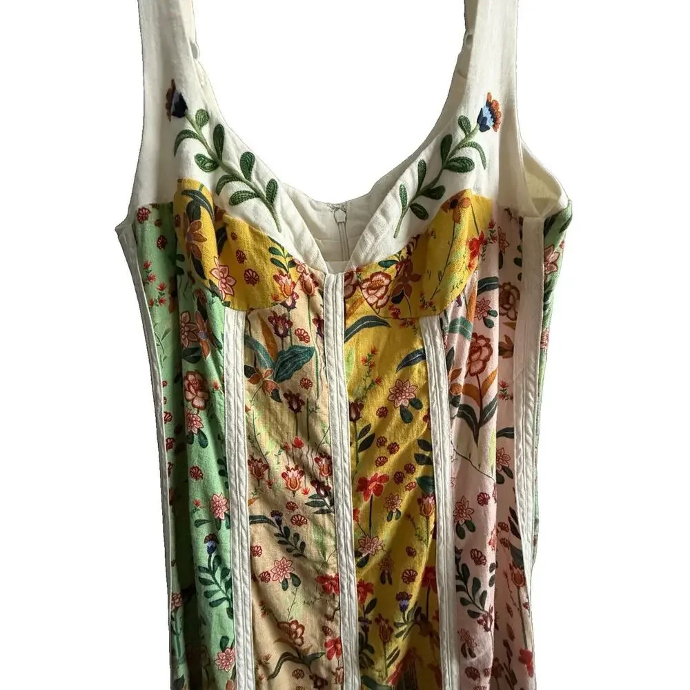 Christian Lacroix Floral Boho Midi Dress US 10 M Cottagecore Embroidered Peasant - Picture 3 of 12